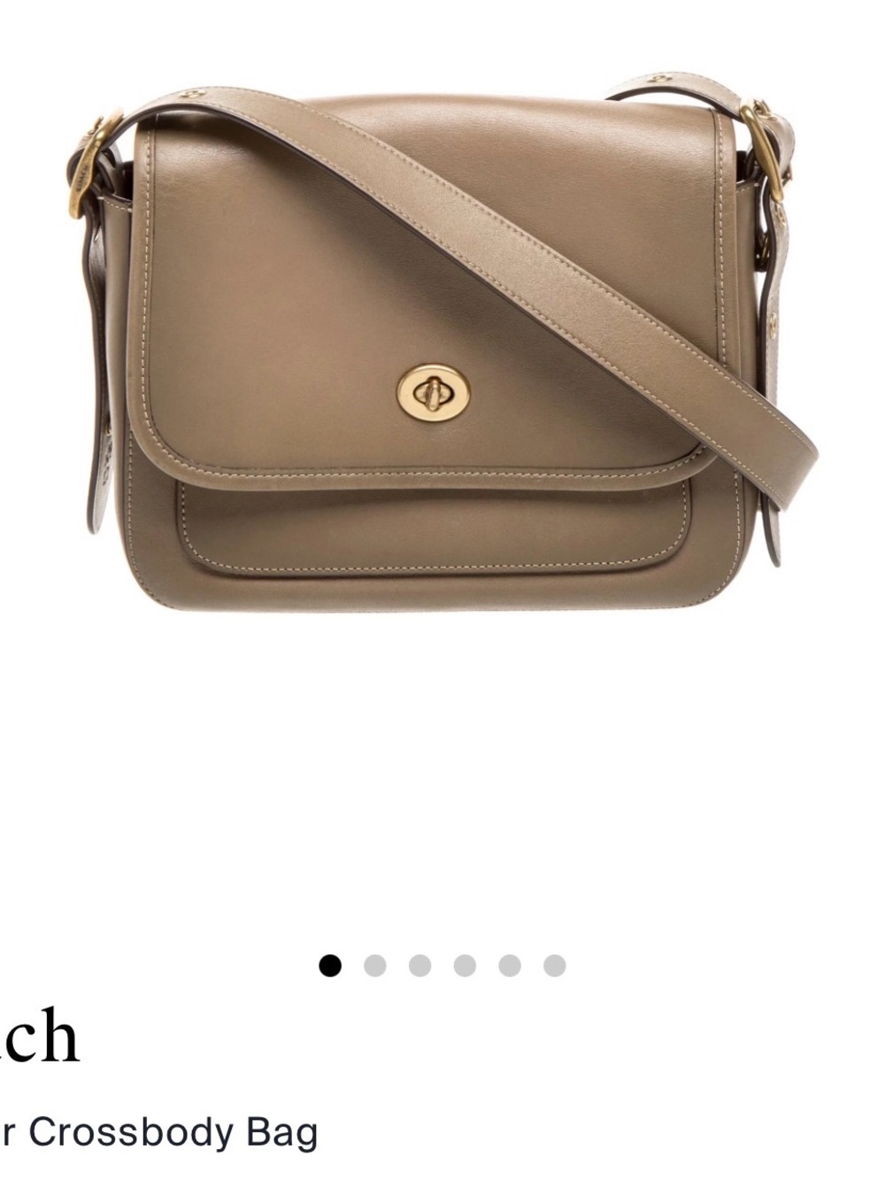 Coach - Classic Neutral Leather Crossbody Bag - Taupe - Picture 2 of 2